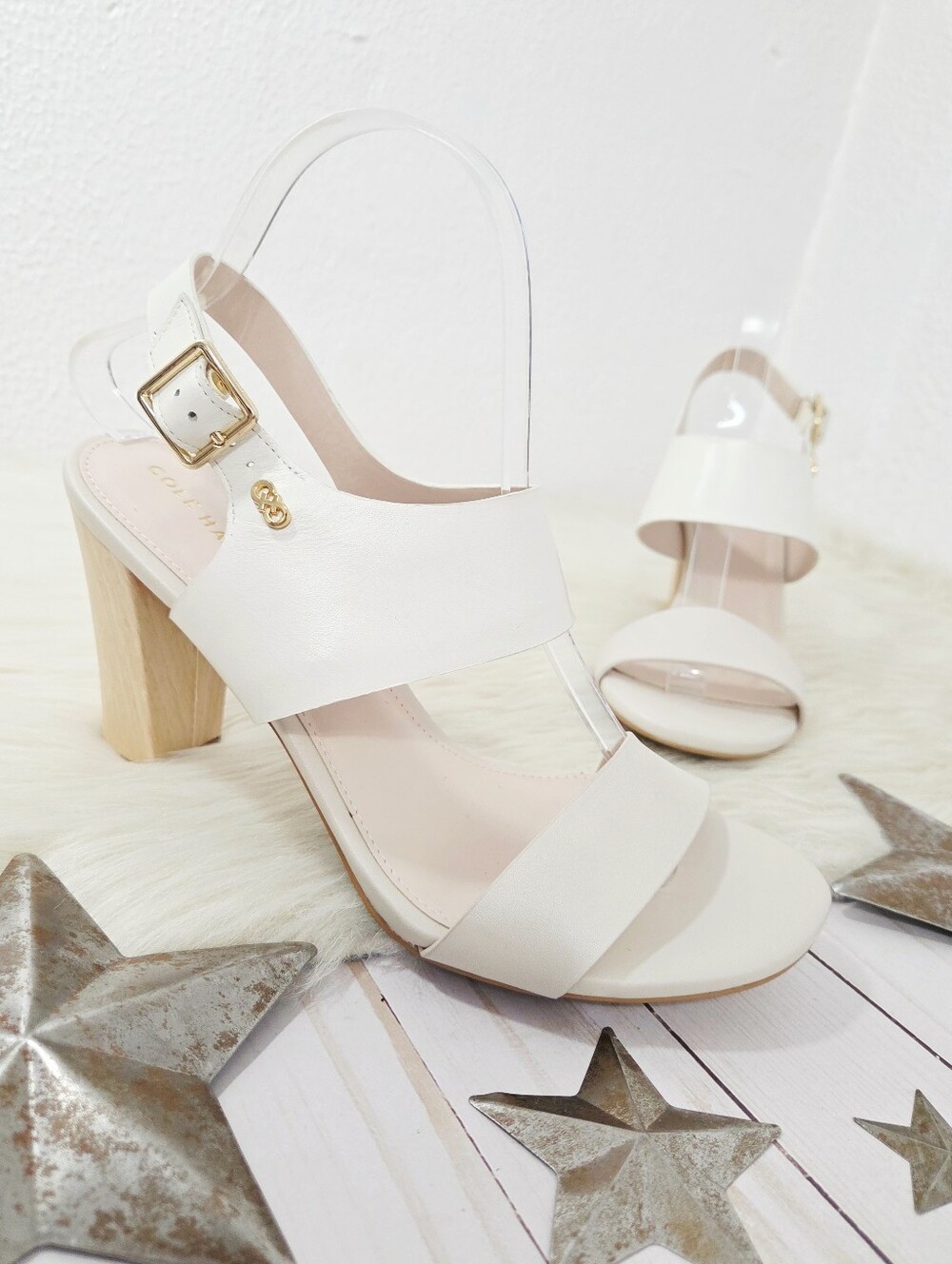 Cole Haan Octavia II Sandal white leather heels strappy women's size 8.5